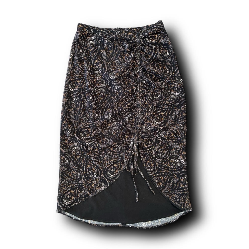Gianni Bini Ruched High-Low Floral Skirt Y2K Whimsigoth Witchy 90s Vibes